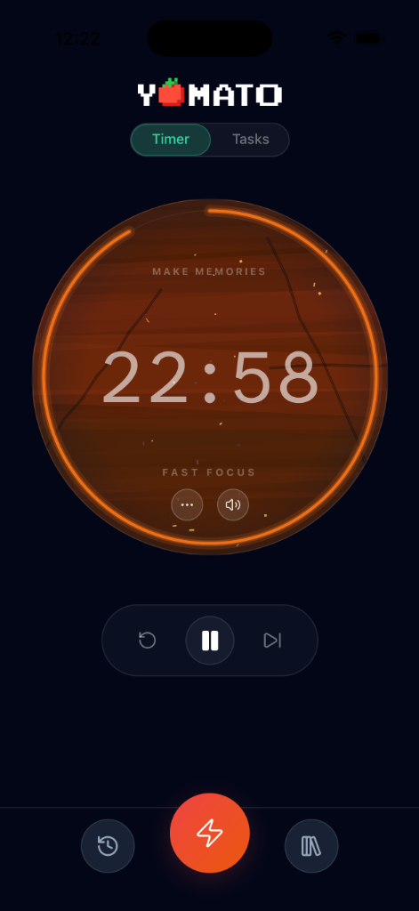 Focus Timer with orange theme